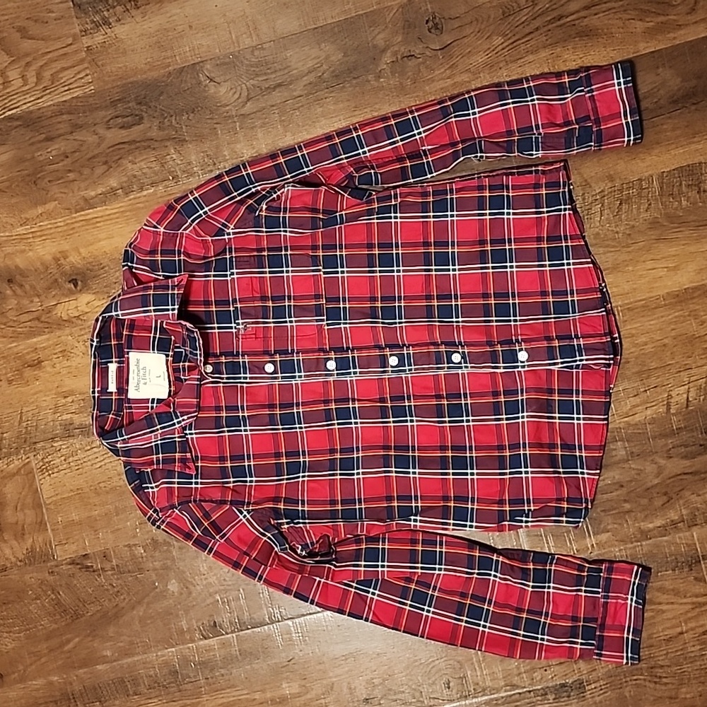Large Abercrombie & Fitch Button Up - Red and Blue